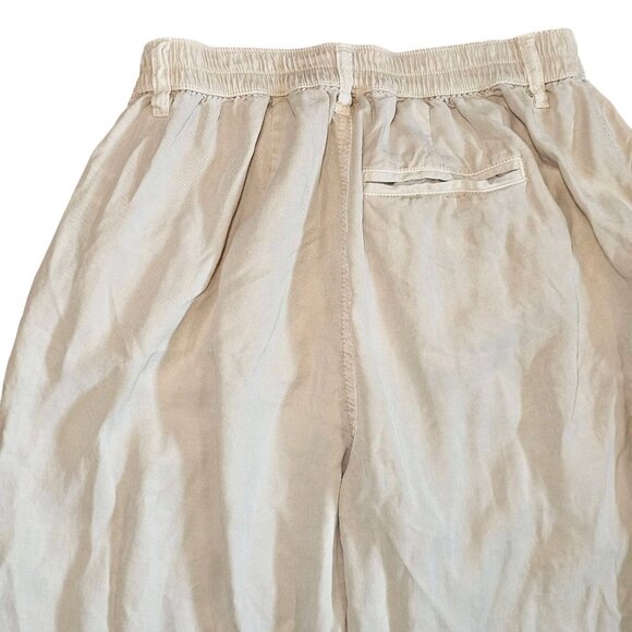 Aerie Pleated Wide Leg Trousers Lyocell Stretchy Waist Sz XS Baggy Pockets Cream - Picture 6 of 8